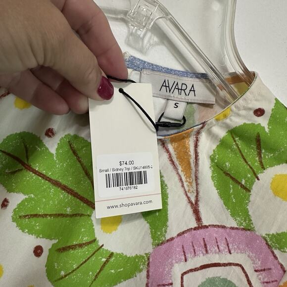 Avara Sidney Top S Zip Back Puff Short Sleeve Summer Trendy Crop Floral NEW - Picture 4 of 9